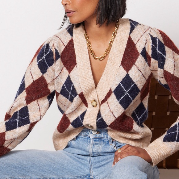 Anthropologie Sweaters - Anthropologie RD Style Argyle Button Cardigan Sweater